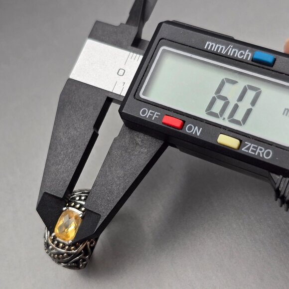 Sterling Silver & Citrine Dome Ring Size 6.5 Ornate Scrollwork Signed K 9.91g - Picture 12 of 13